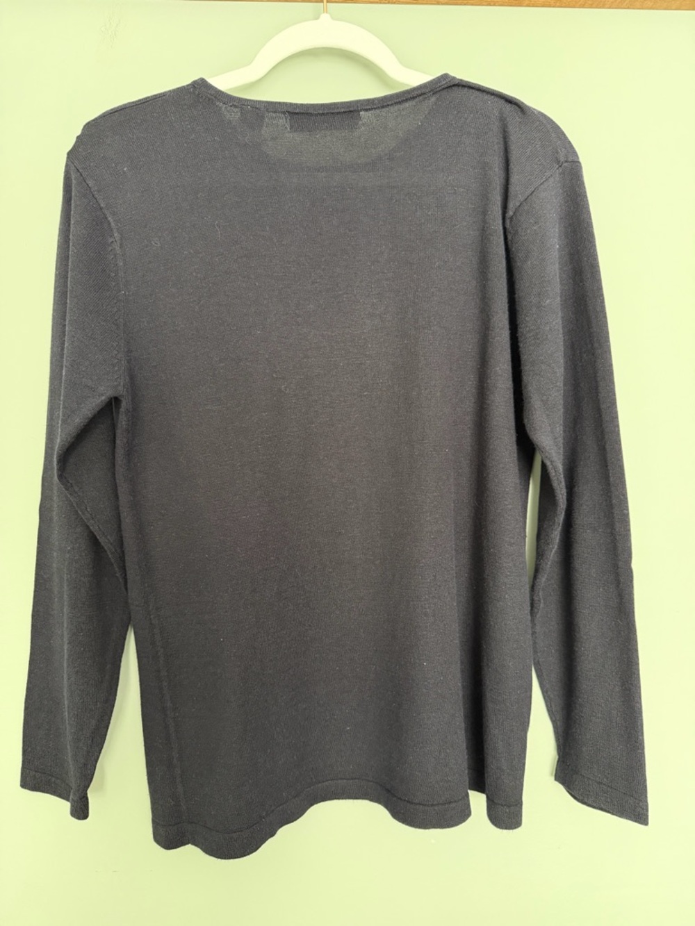 Amanda Smith Silk Cotton Blend Navy Blue Classic Lightweight Crew Neck Sweater - Picture 7 of 12